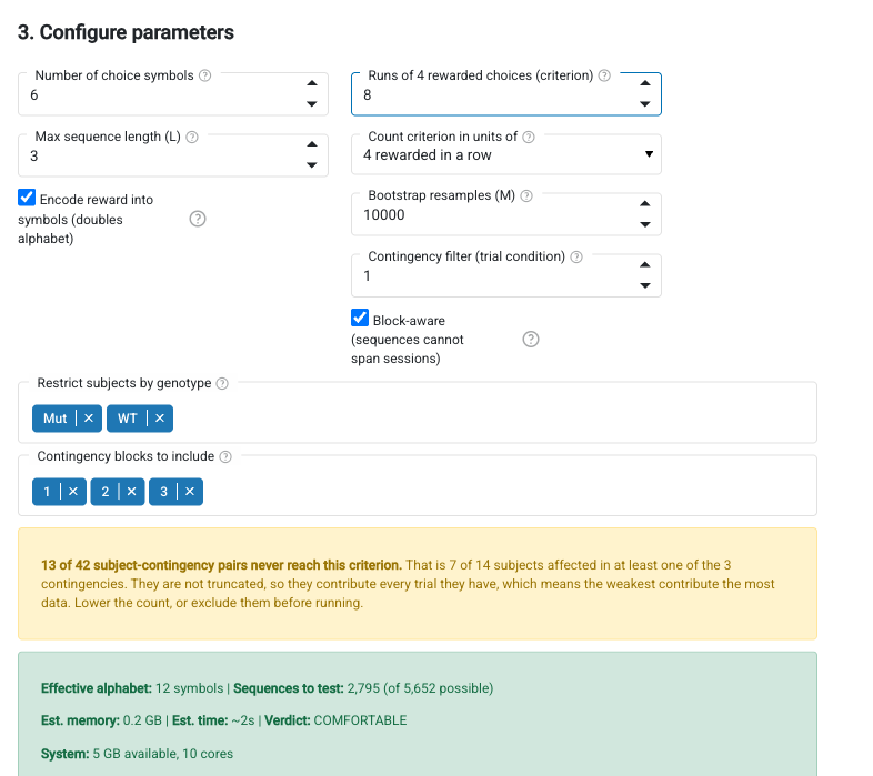 Parameters with multi-contingency data